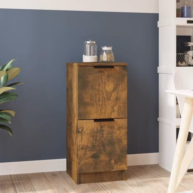 Berkfield Home Smoked Oak Sideboard in Brown, W/D/H: 30 x 30 x 70 cm