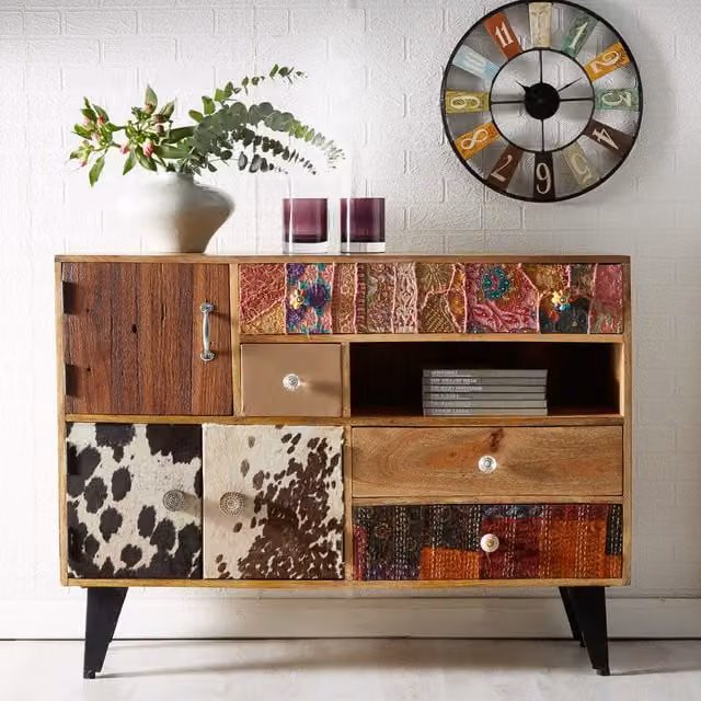 IH Design Modern Wood Sideboard in Brown and Multicolour