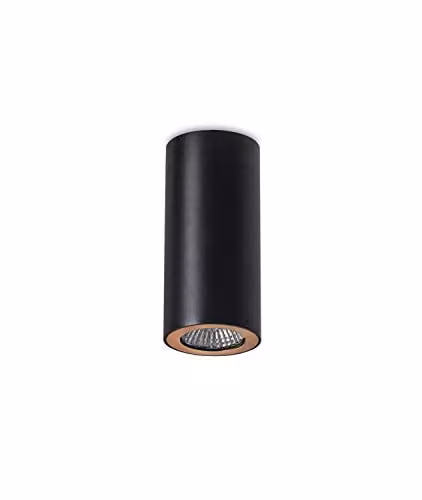 Netlighting Pipe Industrial Round Surface Mounted Cylinder Downlight in Black and Gold/Brass with Transparent Glass, GU10 – 1