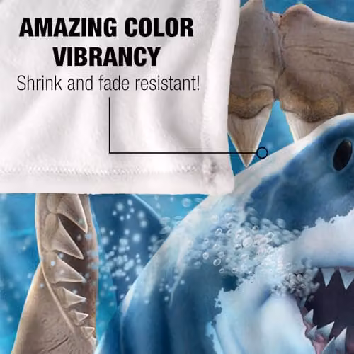 JQ Licensing Jlo Shark Hunting Silky Touch Super Soft White Fleece Throw Blanket W/D/H: 152 x 127 cm – 3