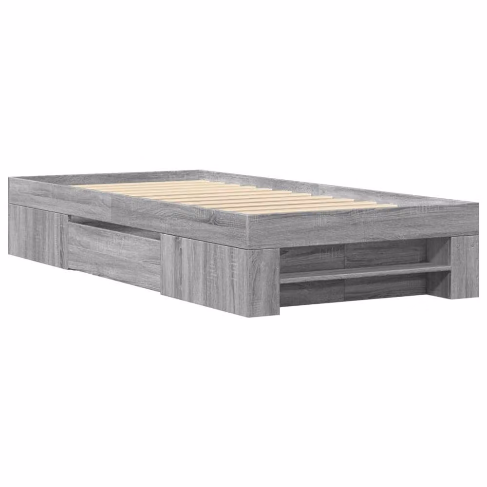 Berkfield Home Grey Sonoma Bed Frame in Engineered Wood W/D/H: 90 x 200 cm – 3