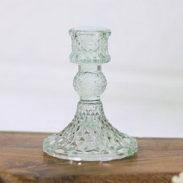Marco Paul Paisley Green Transparent Glass Taper Candle Holder