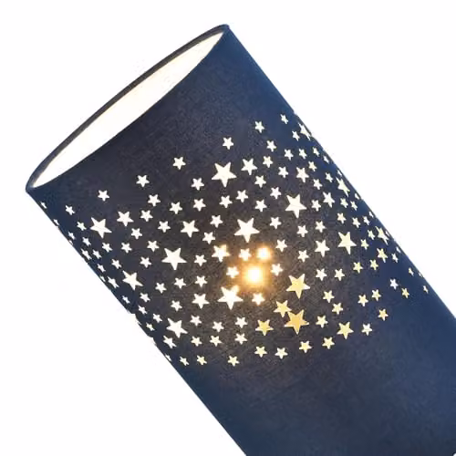 Happy Homewares Modern Star Decorated Blue Fabric Childrens Bedside Table Lamp, W/D/H: 13 x 13 x 23 cm – 2