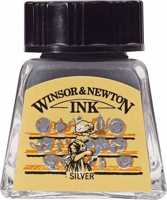 Winsor and Newton Metallic Silver Shellac Drawing Ink, 14ml