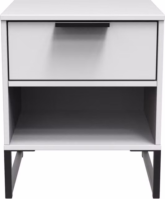 Ready Assembled 2 U Tamworth Double 1 Drawer Smart Bedside Cabinet in White