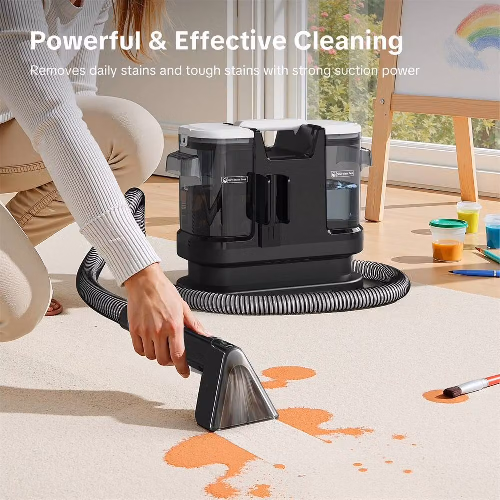 SPETLEK 3-in-1 Portable Carpet and Upholstery Cleaner with 15kPa Suction in Black – 3