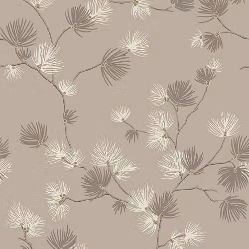 Belgravia Decor Valentino Pine Trail Soft Mocha Floral Wallpaper in Brown and Beige