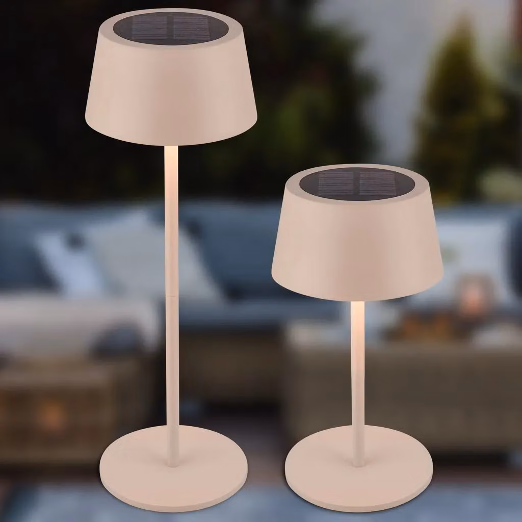 Briloner Beige Solar Powered CCT LED Dimmable Table Lamp with Touch Control – 2