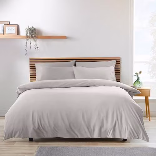 Catherine Lansfield So Soft Non-Iron Grey Microfibre Duvet Cover and Pillowcase Set, W/D/H: 180 x 200 cm, Pillowcases: 50 x 75 cm