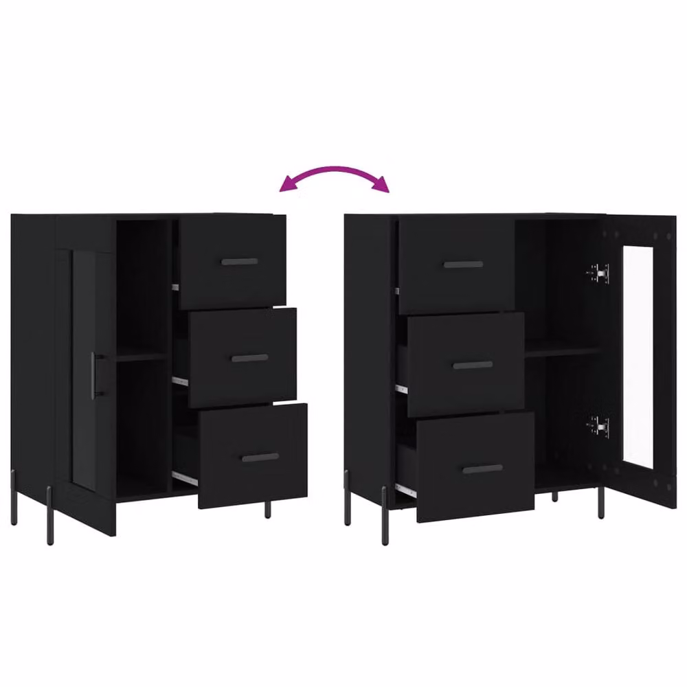 Berkfield Home Modern Black Sideboard W/D/H: 69.5 x 34 x 90 cm – 5