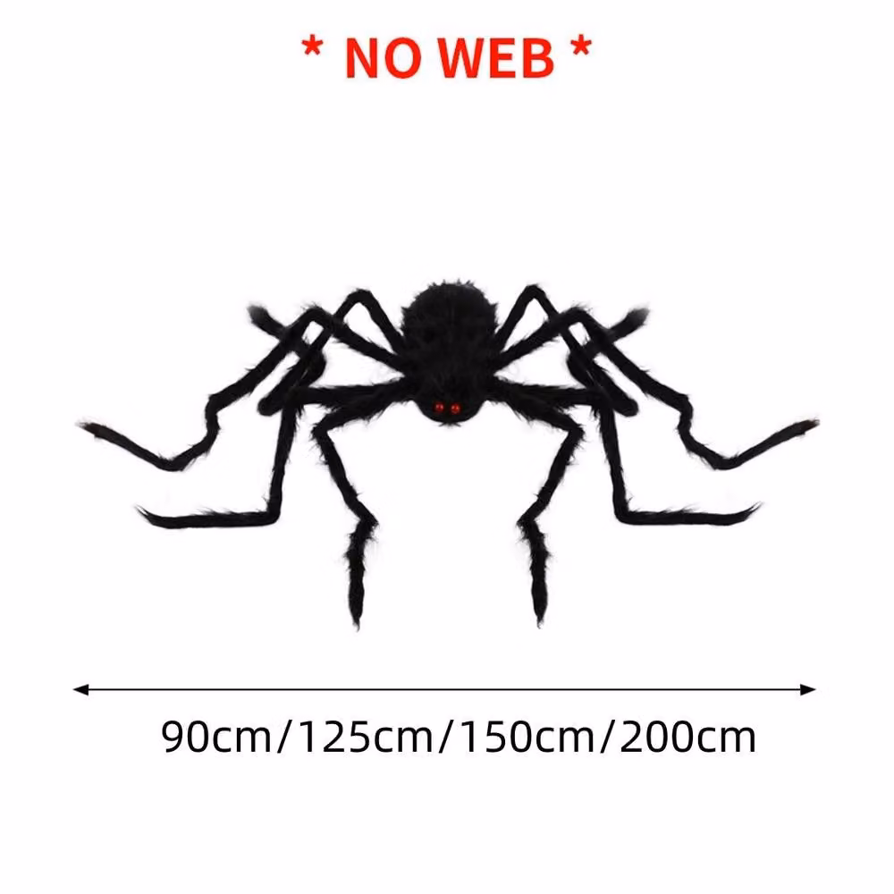 YnysTec Black Hairy Giant Spider Halloween Hanging Prop for Haunted House and Party Decorations, Height: 200 cm – 2