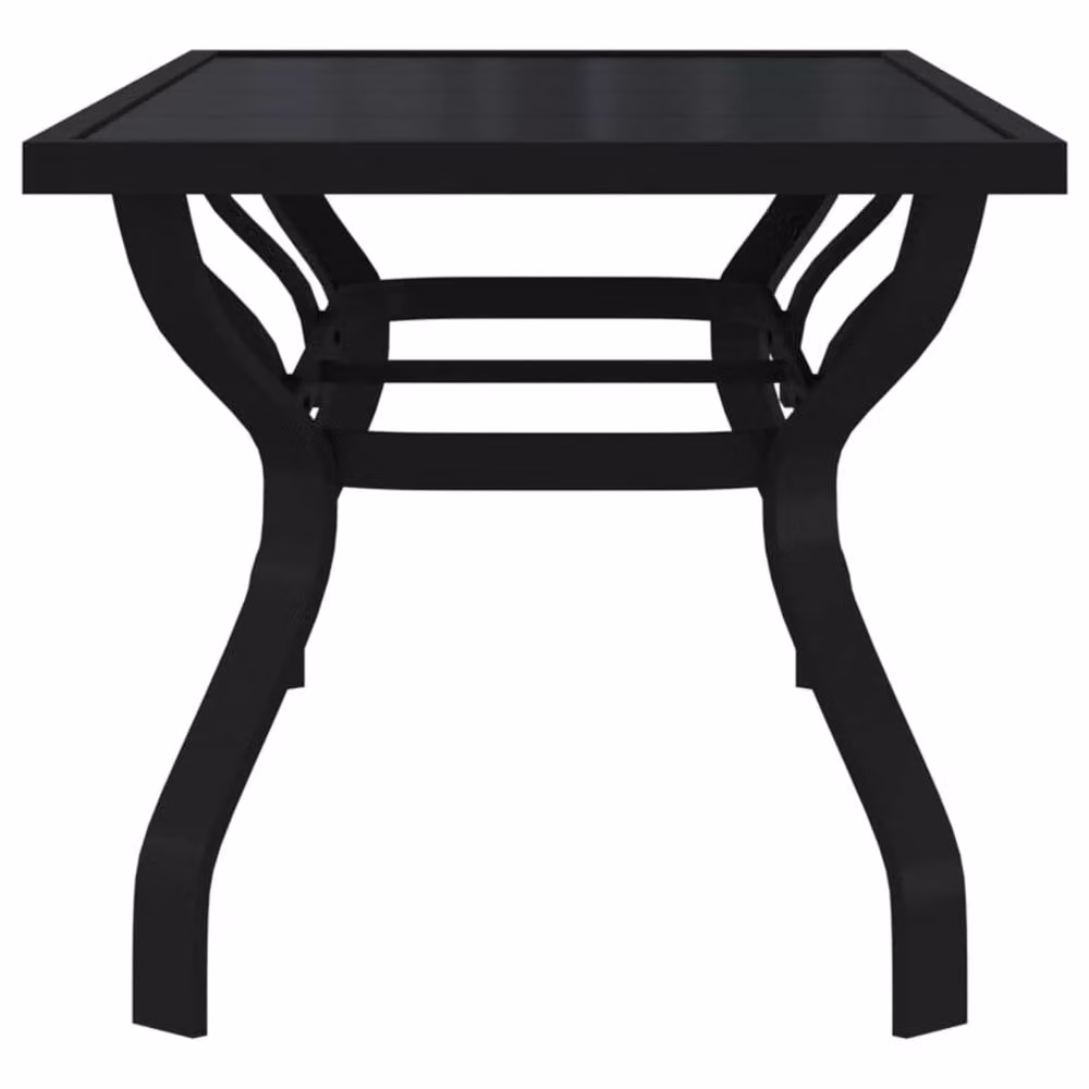 Berkfield Home Extendable Rectangular Garden Table in Black Powder Coated Steel and Glass, W/D/H: 180 x 80 x 70 cm – 4