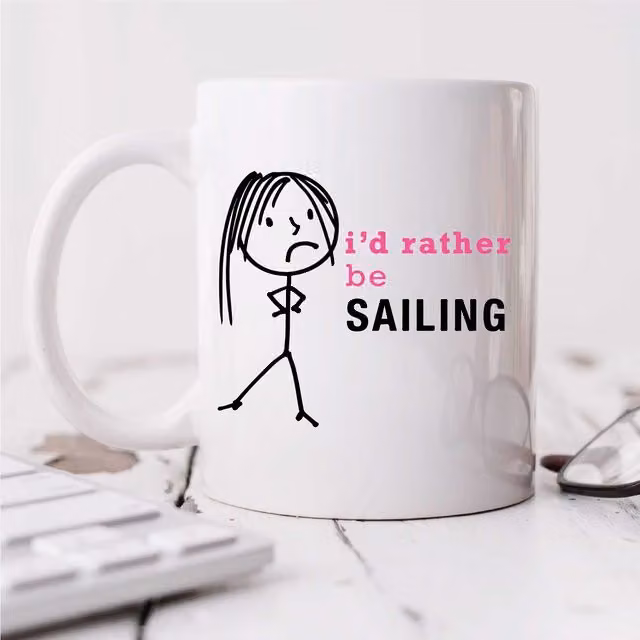 60 Second Makeover Limited I'd Rather Be Sailing Ceramic Mug in White
