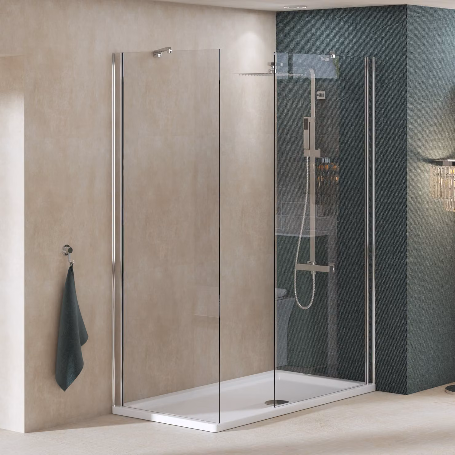 Royal Bathrooms Marbella Walk In Shower Enclosure with Tray, Clear, W/D: 1600 x 800 mm, 8mm Glass with Easy Clean Coating