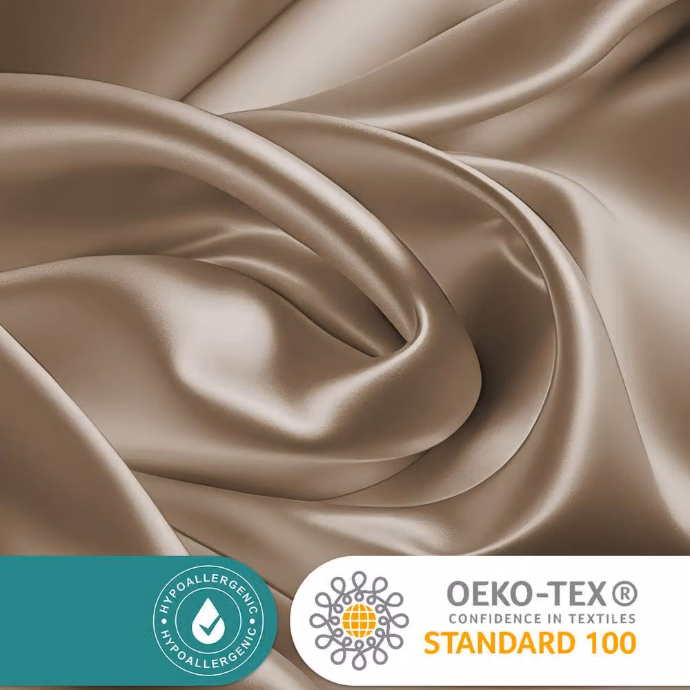 Pamposh Pack of 2 Ultra Soft Mako Satin Silk Pillow Cases in Beige – 3