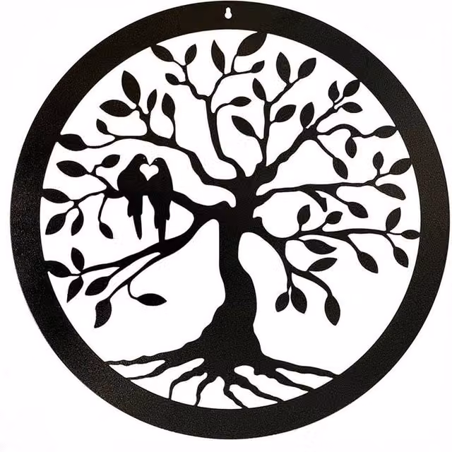 Poppyforge Tree of Life Large Metal Wall Art in Black, W: 49.5 cm, H: 49.5 cm – 1