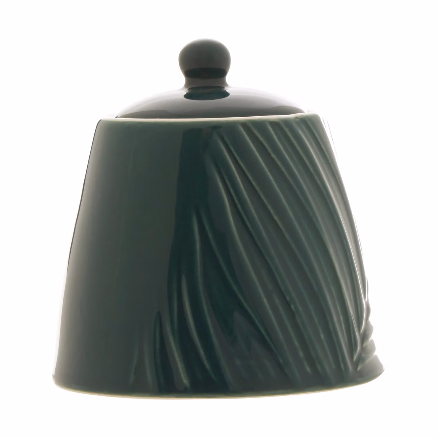 Orsina Elegant Embossed Porcelain Sugar Pot with Orb Handle and Leaf Pattern in Green – 2