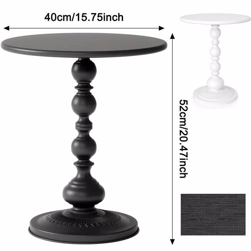 FORGEVIO Black Round Modern Bedside Table with Matt Finish – 2
