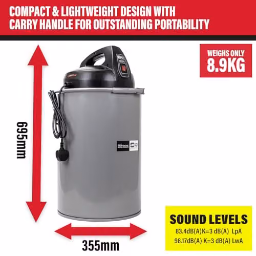 SIP 50L 1100W Dust and Chip Extractor Woodworking Dust Collector, Grey – 5