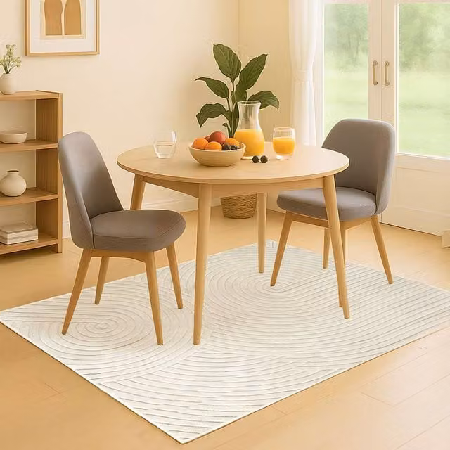 Marlow Beige Plush Velvet Geometric Area Rug, Washable and Non-Slip, W: 120 cm, L: 160 cm