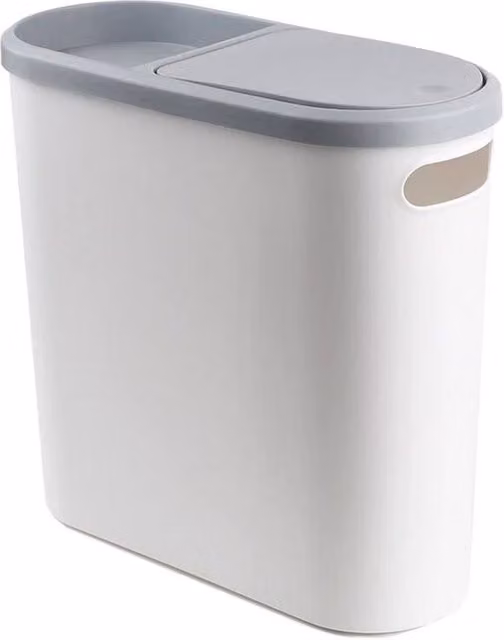 Kelvenix White 10L Plastic Touch Bathroom Trash Can – 1