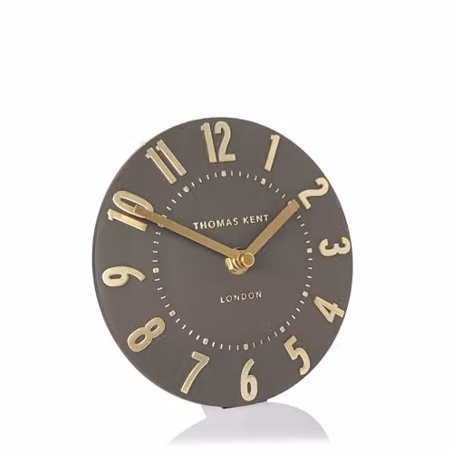 Thomas Kent Espresso Mulberry Mantel Clock with Quartz Movement and Gold Embossed Numerals, Brown and Gold