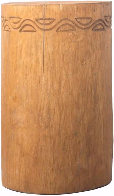 KDMK Albasia Tribal Stool Side Table in Brown Wood