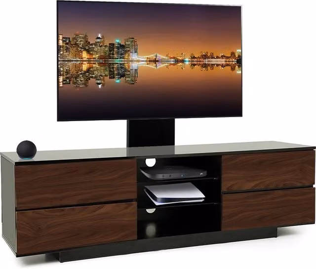 AVITUS TV Cabinet with Mounting Arm in Black Walnut, W/D/H: 158 x 40 x 48 cm