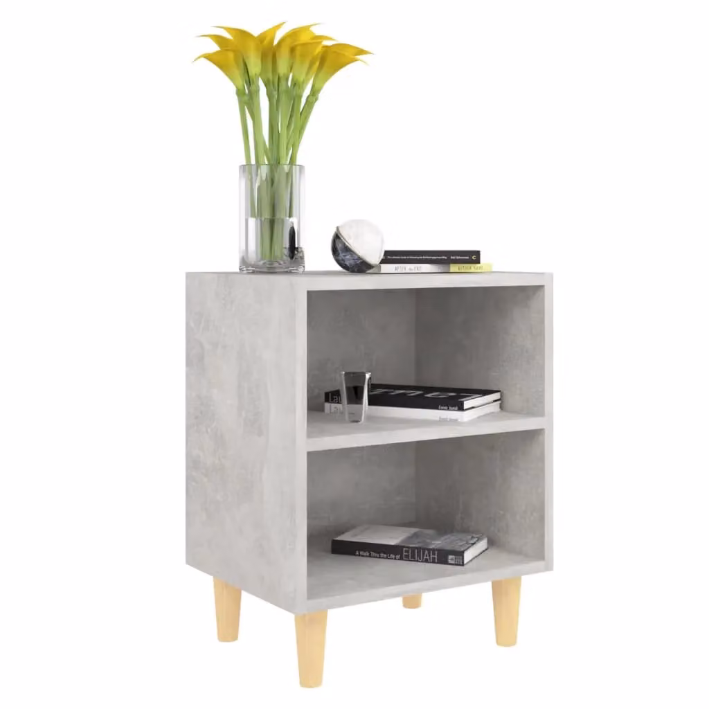 Berkfield Home Bed Cabinet in Concrete Grey with Solid Wood Legs, W/D/H: 40 x 30 x 50 cm – 3
