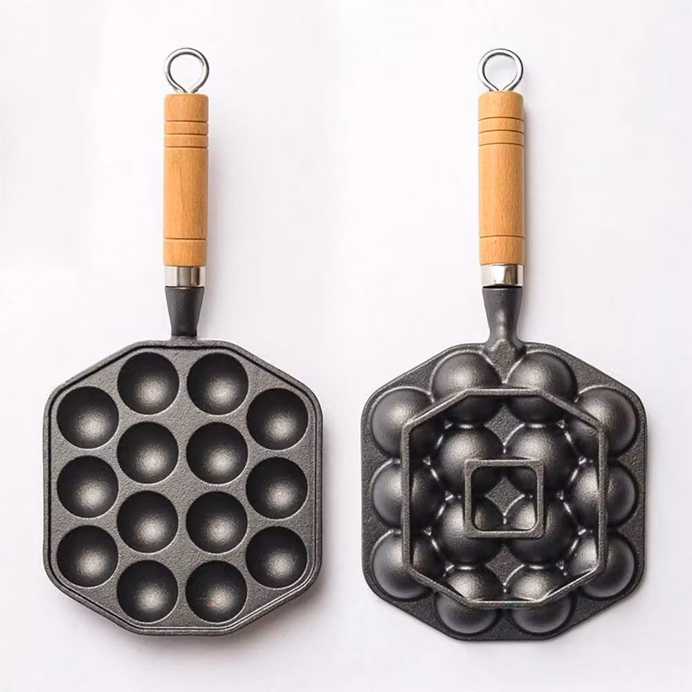 FORGEVIO 14 Hole Cast Iron Takoyaki Maker Non Stick Griddle in Black – 5