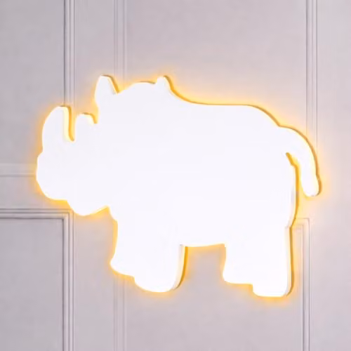 Marco Paul Interiors Rhino Safari Nursery LED Wall Night Light, White