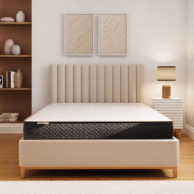 GFW SleepyCastle King Size Rolled Pocket Sprung Mattress in White and Multicolour, W: 180 cm x D: 200 cm – 1