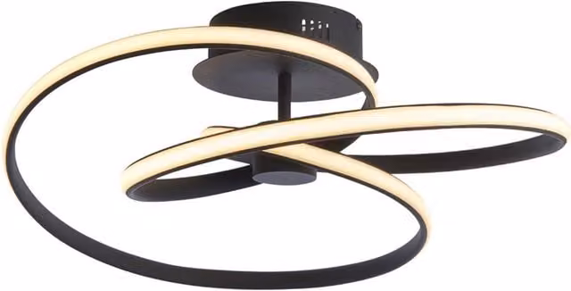 Loops Semi Flush Ceiling Light Fitting in Black and White with Warm White LED Tape