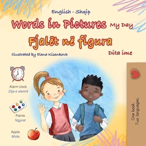 Kidkiddos Books Words in Pictures My Day English Albanian Bilingual Children's Book, Multicolour