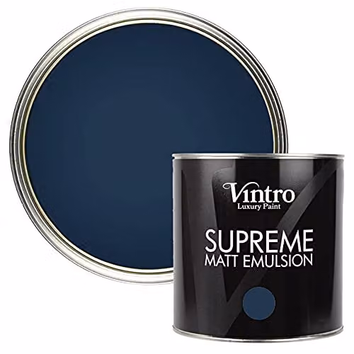 Vintro Luxury Matt Emulsion Multi Surface Paint in Blacky Blue, 2.5L – 1