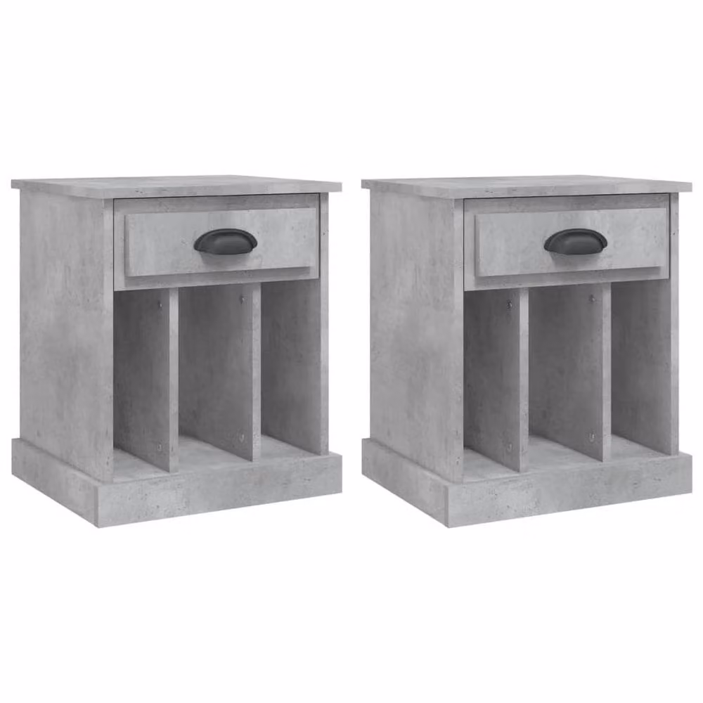 Berkfield Home Elegant Bedside Cabinets, 2 Piece Set, Concrete Grey, W: 43 cm, D: 36 cm, H: 50 cm – 2