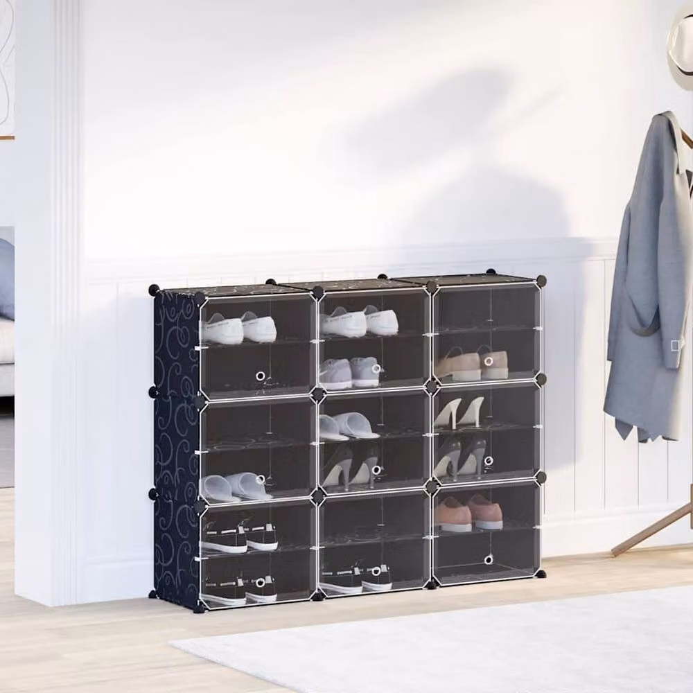 Berkfield Home Modern 9-Cube Storage Organiser with Doors in Black – 2