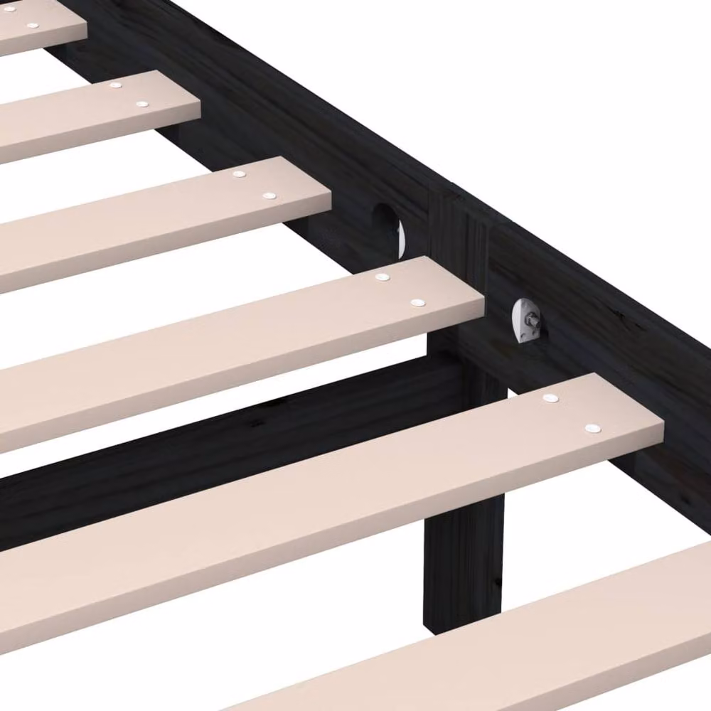 Berkfield Home Black Solid Wood Pine Bed Frame 200 x 200 cm – 5