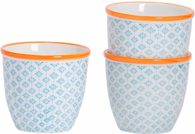 Nicola Spring Pack of 3 Abstract Ceramic Tabletop Plant Pots in Blue, Turquoise and Red, Diameter: 13.8 cm, Height: 12.5 cm