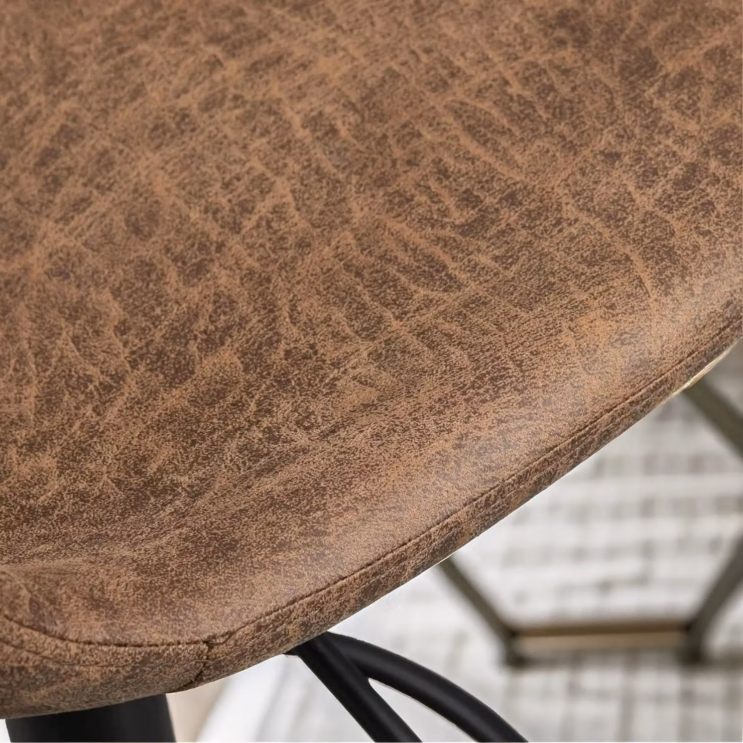 FURNOS Set of 2 Height Adjustable 360 Swivel Barstools with Curved Backrest in Brown Synthetic Leather – 2