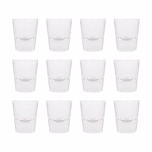 Rink Drink Transparent Glass Shot Glasses, 25ml, Set of 12