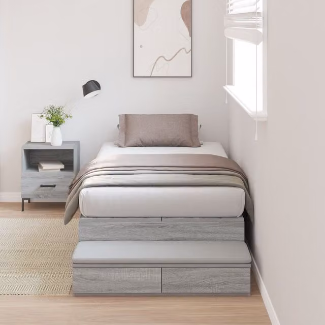 Berkfield Home Grey Sonoma Storage Bed Frame with Drawers W: 80 cm, L: 200 cm
