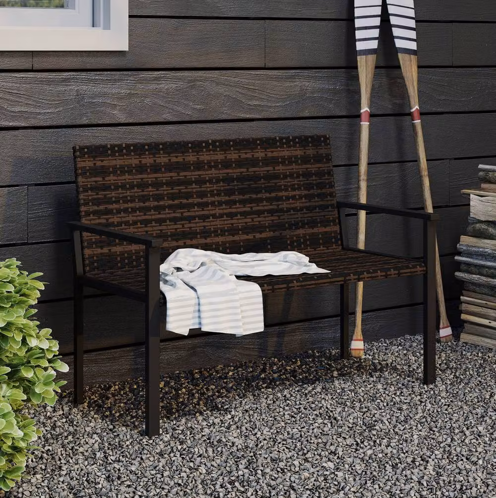 STILVORA 2 Seater Garden Bench with Quick-Dry Padding in Brown – 2