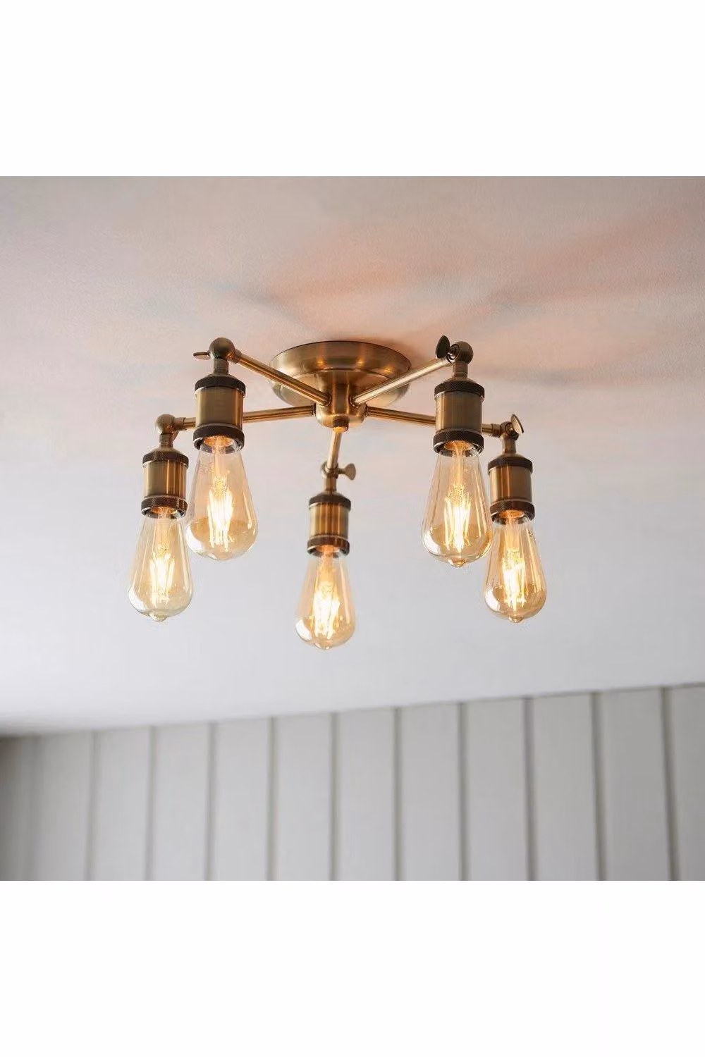 Netlighting Hal Multi Arm Semi Flush Ceiling Lamp in Gold and Antique Brass with Transparent Glass Shades – 2