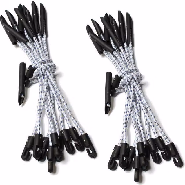 True Products Elasticated Bungee Cord Toggle Ties, White, Pack of 20