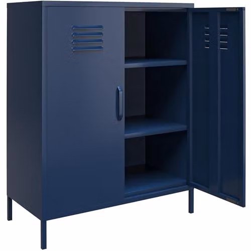 DHP Furniture Bradford 2 Door Metal Storage Cabinet, Blue, W/D/H: 101.5 x 40.0 x 80.0 cm – 4