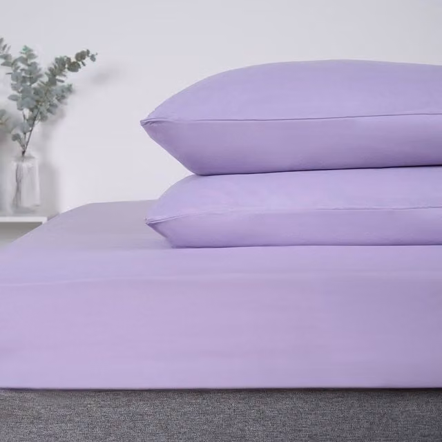 Brentfords Pair of Plain Purple Polyester Housewife Pillowcases with Envelope Closure