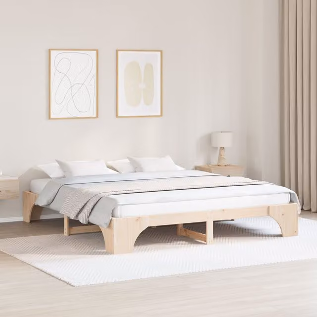 Berkfield Home Solid Pine Wood Bed Frame in Brown, 180 x 200 cm