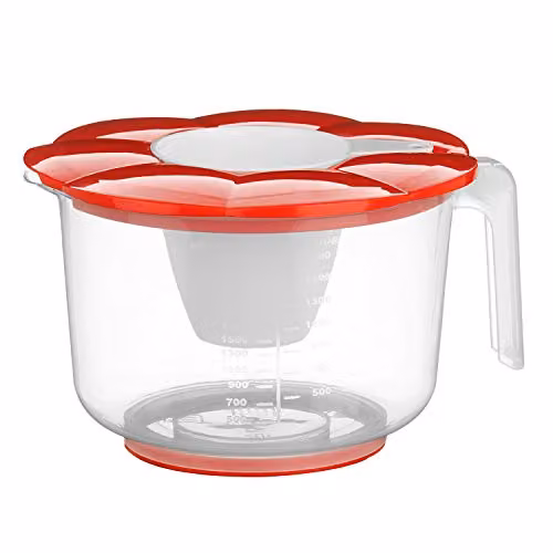 Orsina Red and Transparent Measuring Cup and Bowl Set with Lid and Pouring Spout