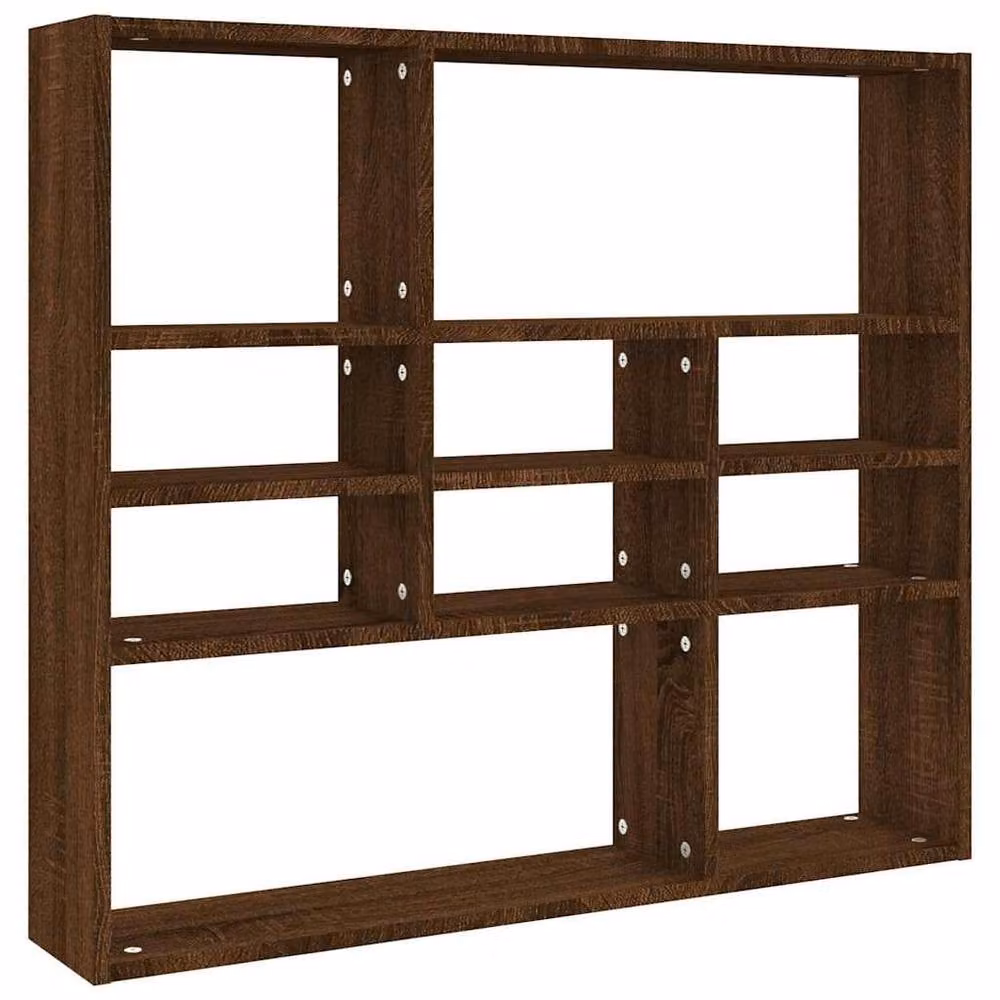 Berkfield Home Wall Mounted Shelf in Brown Oak, W/D/H: 90 x 16 x 78 cm – 3